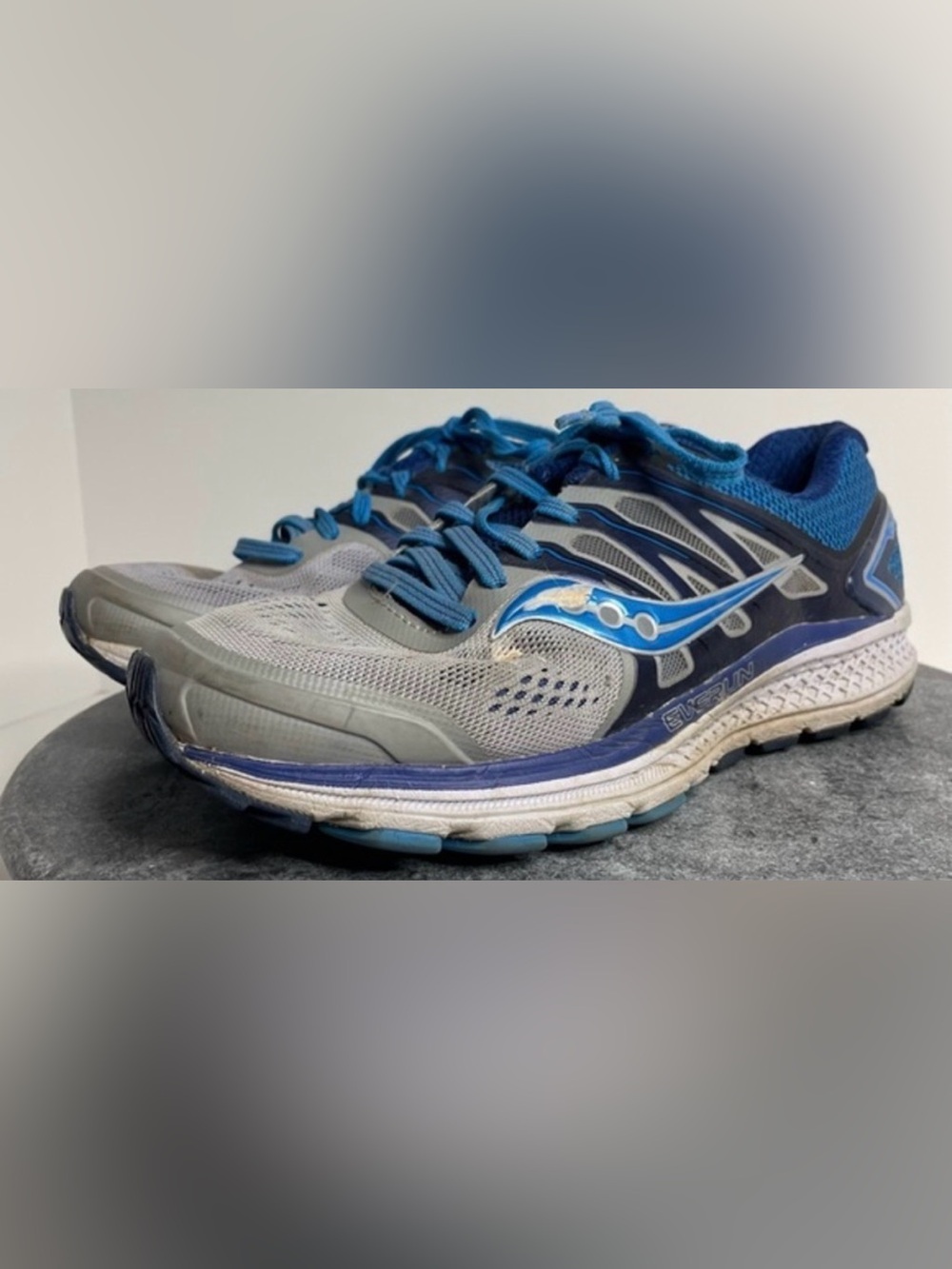 💛 Saucony Everun Grey And Blue Tennis Shoes Sneakers 8.5